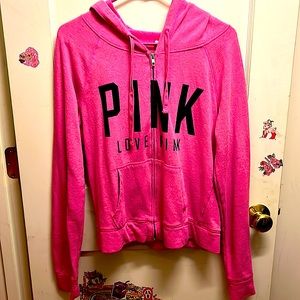 Pink Victoria’s Secret size m hooded jacket nice condition